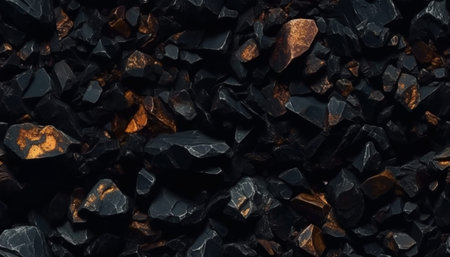 Piece of black coal background. Top view. Flat lay.の素材