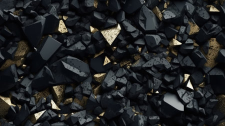 abstract black and gold metallic background with broken glassの素材