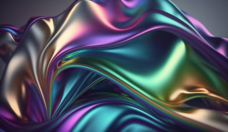 abstract background, iridescent wavy fabric, rainbow colorsの素材