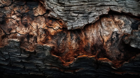 The texture of the bark of an old tree in the forest.の素材
