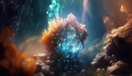 raw crystalline gem mined in a borehole. Nuggets: emerald, ruby, diamond, quartz.の素材