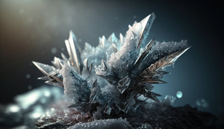 a crystal object with snow and ice crystals.の素材