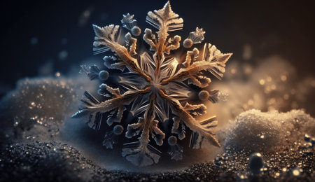 Snowflake in snow. illustration. Christmas and New Year concept.の素材