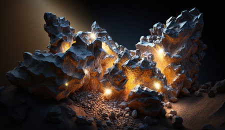 beautiful macro texture of crystals and materials extracted from minerals. Created using artificial intelligence.の素材