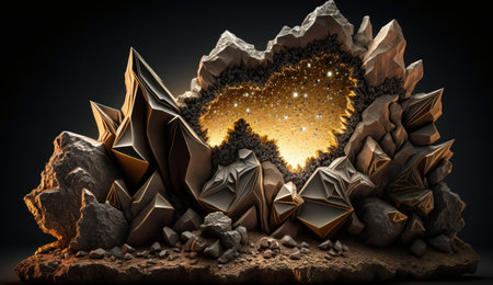 beautiful macro texture of crystals and materials extracted from minerals. Created using artificial intelligence.の素材