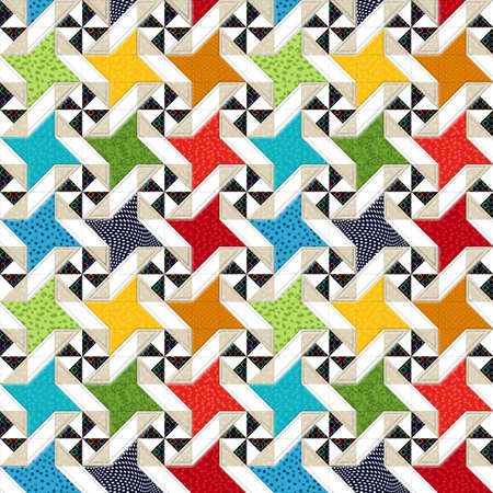 patchwork, beautiful quilt design with star motiveの写真素材