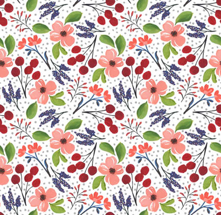 Seamless Watercolor flower. Textile design.の写真素材