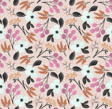 Watercolor flower pattern. Textile design. Invitation card.の写真素材