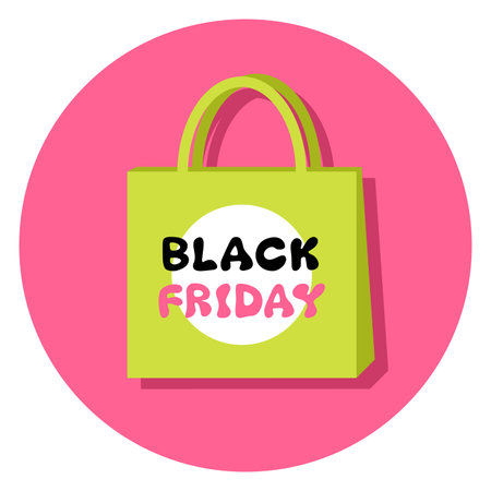 Black friday lettering banner. Bright happy shopping packet.のイラスト素材