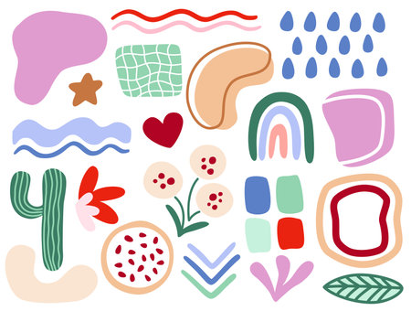 Set of hand drawn figures and doodles. Abstract modern trendy vector illustration. Isolated elements.のイラスト素材