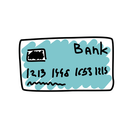 Bank credit card illustration in doodle cartoon styleのイラスト素材