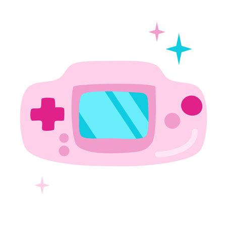 Pink game console in flat style. Trendy 80s 90s design element.のイラスト素材