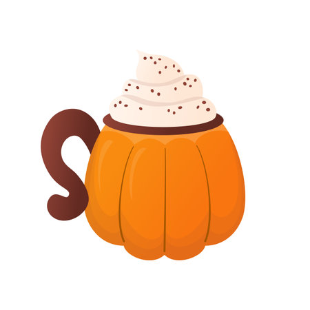 Pumpkin spice latte mug. Flat cartoon style.のイラスト素材