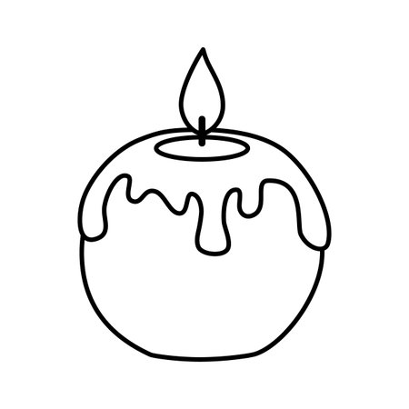 Candle ball with melted wax silhouette. Doodle illustrationのイラスト素材
