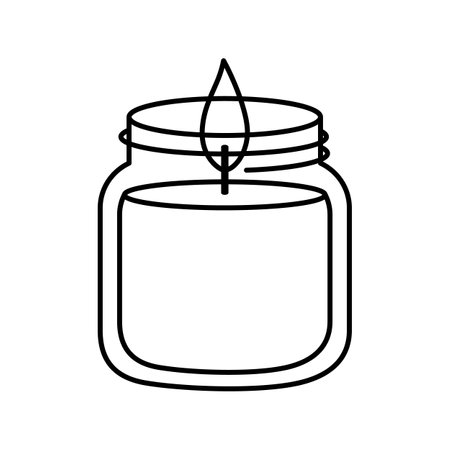 Candle in jar silhouette. Doodle illustrationのイラスト素材