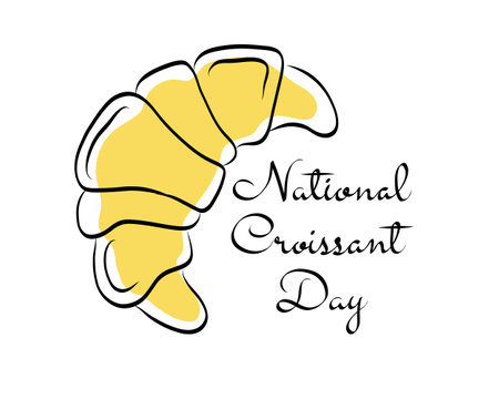 National croissant day illustration. Hand drawn outline abstract colored illustration. Vector illustrationのイラスト素材
