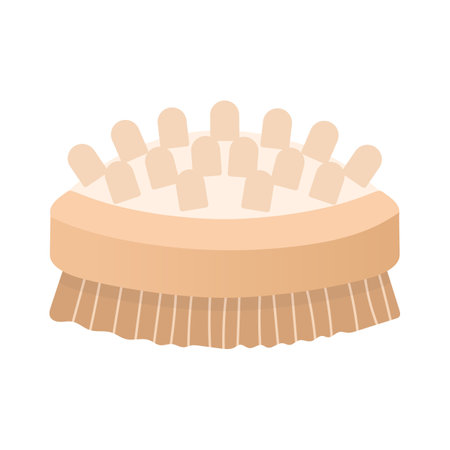 Massage brush. Beauty and self-care tool. Elements for the bathroom and sauna. Cartoon flat vector illustration.のイラスト素材