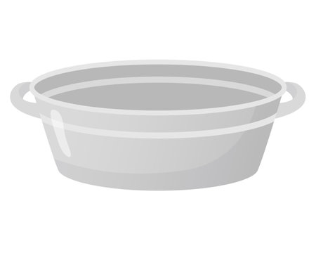 Iron metal galvanized basin flat style illustration. Sauna, bathhouse, farm, kitchen object, design element isolated on white. Vector illustrationのイラスト素材