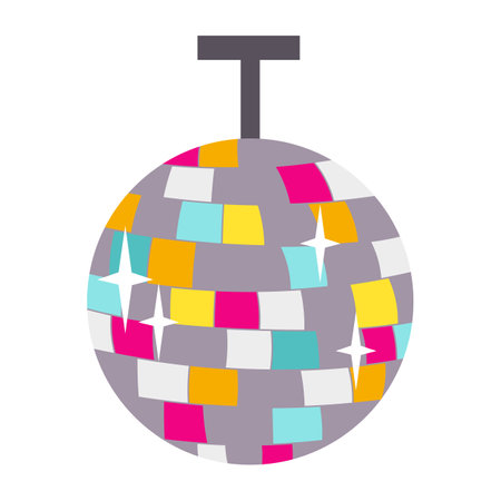 Disco ball in cartoon flat style isolated on white background.のイラスト素材