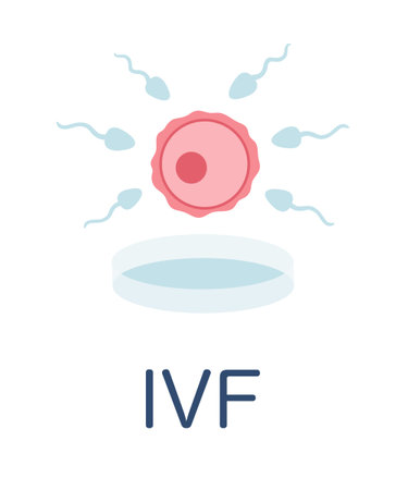 In vitro fertilization poster. IVF infographic. Egg, sperm illustration in cartoon flat style. Fertilization process.のイラスト素材