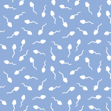 Spermatozoon seamless pattern on blue backgroundのイラスト素材