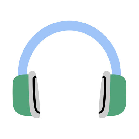 Headphone flat illustration. Equipment for audio recording, podcast icon.のイラスト素材