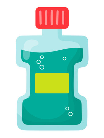Mouth rinse bottle illustration in flat style. Oral care.のイラスト素材