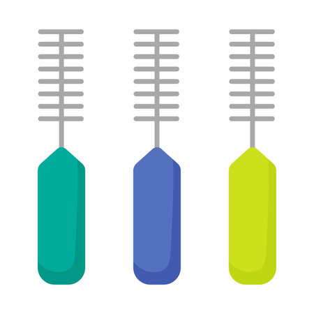 Interdental brushes, braces care. Dental instruments. Teeth and gums health care.のイラスト素材