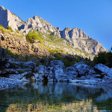 Landscapes and villages in the north of Albania, unspoiled nature, country house, tree, spring, new road, alpes of albania Country house,の写真素材