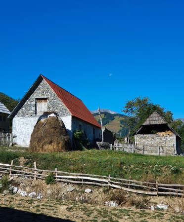 Landscapes and villages in the north of Albania, unspoiled nature, country house, tree, spring, new road, alpes of albania Country house,の写真素材