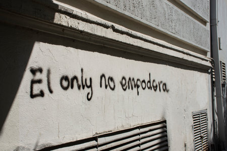 Graffiti on the wall of the Metropolitan Cathedral of the city of Monterreyの写真素材