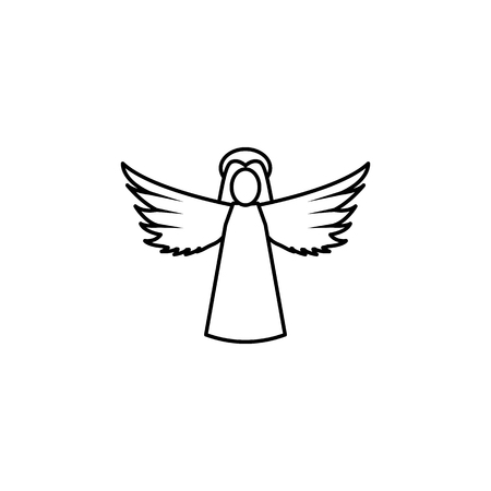 woman Angel Line Icon On White Backgroundのイラスト素材