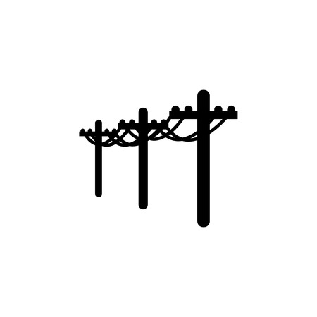 High voltage line, electric poles icon on white background.のイラスト素材