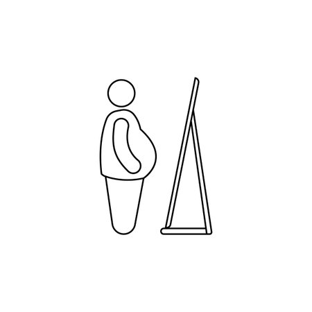 The fat man looks in the mirror icon. Element of fast food for mobile concept and web apps.のイラスト素材