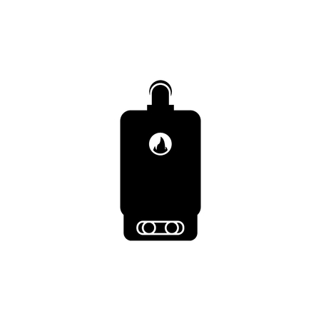 Gas water heating column, Elements of heating system Icon in silhouette illustration on white background.のイラスト素材
