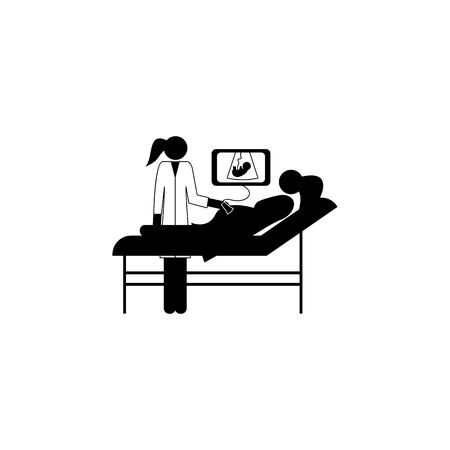 check the woman and child, pregnancy icon. Elements of Patients in the hospital icon. Premium quality graphic design. Signs, outline symbols collection icon for websites, web design, mobile on white backgroundのイラスト素材