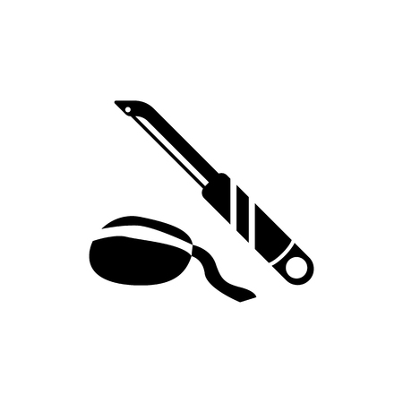 Cleaning knife icon. Element of kitchenware icon. Premium quality graphic design. Signs, outline symbols collection icon for websites, web design, mobile app on white backgroundのイラスト素材