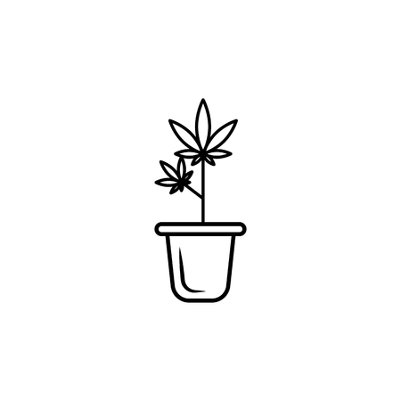 Cannabis Pot vector icon on white backgroundのイラスト素材