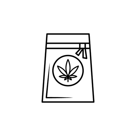 Bag with cannabis icon on white backgroundのイラスト素材