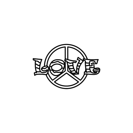 Peace sign with love icon on white backgroundのイラスト素材