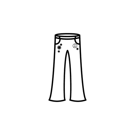 Blue jeans with a belt, Hippy single icon on white background.のイラスト素材