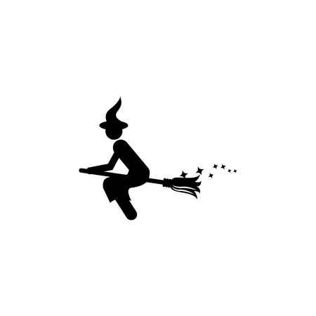 Witch on a broomstick icon on white backgroundのイラスト素材