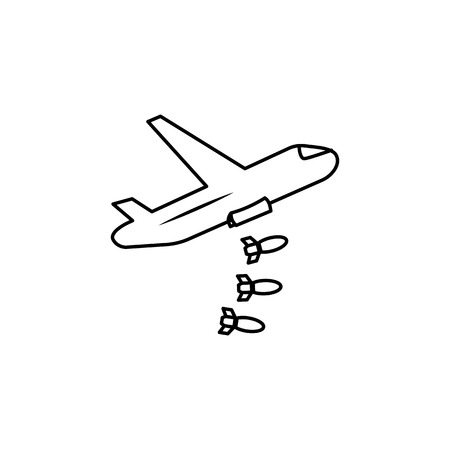 Heavy bomber with bombs line icon on white backgroundのイラスト素材