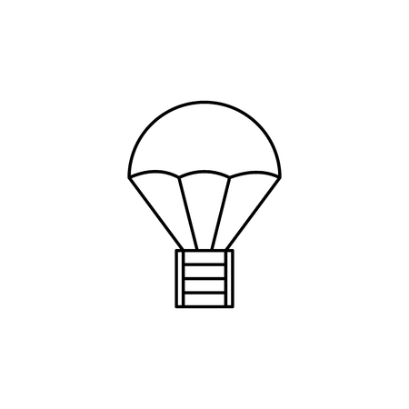 Parachute with cargo line icon on white backgroundのイラスト素材