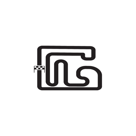 race track icon. Monster trucks element icon. Premium quality graphic design icon. Baby Signs, outline symbols collection icon for websites, web design, mobile app on white backgroundのイラスト素材