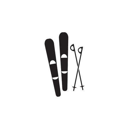 Skis and a sticks icon on white backgroundのイラスト素材