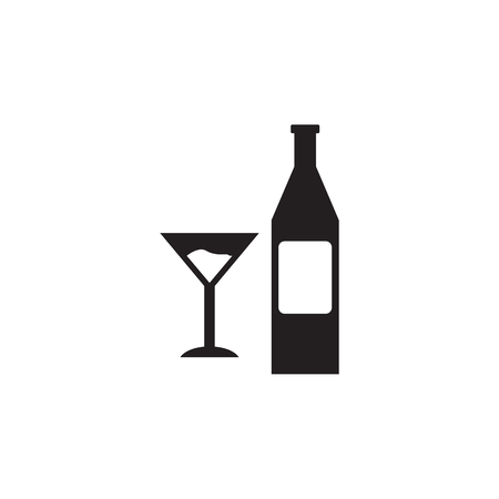 Bottle of Champagne and glass icon on white backgroundのイラスト素材