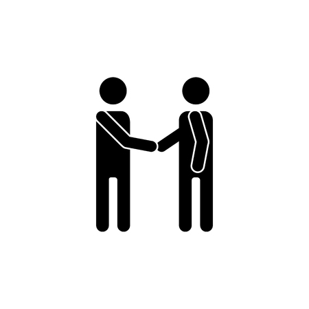 Friendly handshake of two silhouette icon on white backgroundのイラスト素材