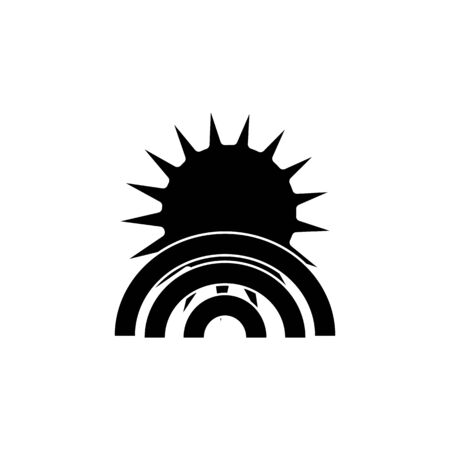 sun and rainbow icon. Element of weather icon. Premium quality graphic design. Signs and symbols collection icon for websites, web design, mobile app on white backgroundのイラスト素材
