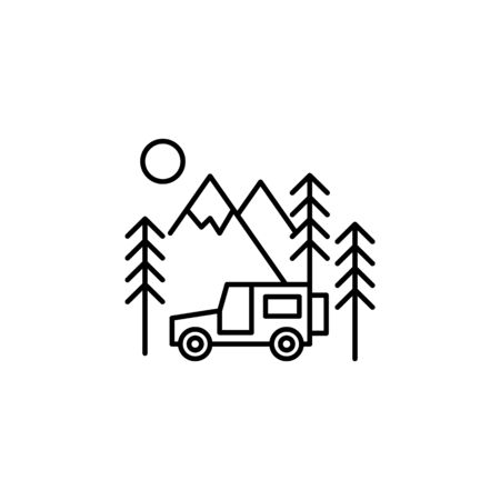 Travel SUV outline icon. Elements of travel illustration icon. Signs and symbols can be used for web, logo, mobile app, UI, UX on white backgroundのイラスト素材